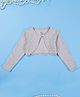 Kiddopanti Fleece Knit Full Sleeves Pearls Embellished Shrug - Grey Melange