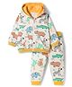 Babyoye 100% Cotton Knit Full Sleeves Hooded Co-ords Winter Wear Set with Animal Print - Multicolor