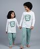 Funkrafts Knitted Knit Full Sleeves My Mom Is Awesome Text Printed Tee & Pant Set - White & Green