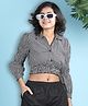 Cutiekins Woven Three Fourth Peasant Sleeves Checked Printed Shirt Style Crop Top - Black & White