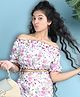 Cutiekins Woven Off Should Half Sleeves Floral Printed Crop Top - White & Multi Colour