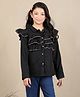 Cutiekins Woven Full Sleeves Frill Detailed Shirt Style Top - Black