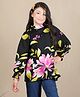 Cutiekins Woven Full Sleeves Floral Printed Top - Black & Pink