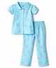 Doodle Poodle 100% Cotton Knit Half Sleeves Shirt & Pyjama Co-ord Night Suit with Bunny Print - Turquoise
