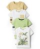 Bonfino 100% Cotton Knit Printed Half Sleeves Dino Printed T- Shirts With Chest Patch Pocket Pack Of 4 - Multicolour