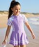 Pine Kids Half Raglan Sleeves Printed Frock Swimsuit - Purple