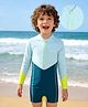Mark & Mia Full Raglan Sleeves Cut N Sew Legged Swimsuit - Light Blue