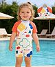 Mark & Mia Half Raglan Sleeves Floral Printed Legged Swimsuit -  Orange