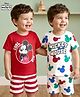 Babyhug Disney 100% Cotton Knit Half Sleeves T-Shirt & Shorts Night Suits With Micky Mouse Graphic Pack Of 2 - Multicolour