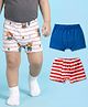 Babyhug 100% Cotton Knit Trunks With Stripes & Teddy Bear Print Pack of 3 - Multicolor
