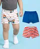 Babyhug 100% Cotton Knit Trunks With Stripes & Teddy Bear Print Pack of 3 - Multicolor