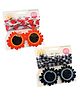 Neska Moda Pack Of 2 Floral Designed Polarized UV Protected Round Sunglasses & Headband Set - Red & Black