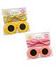 Neska Moda Pack Of 2 Floral Designed Polarized UV Protected Round Sunglasses & Headband Set - Yellow & Pink