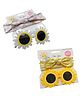 Neska Moda Pack Of 2 Floral Designed Polarized UV Protected Round Sunglasses & Headband Set - Yellow Pink & White