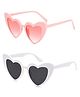 Neska Moda Set Of 2 Solid Polarized UV Protected Heart Shaped Sunglasses - Pink & White