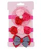 Neska Moda Set Of 3 Bow & Floral Applique Detailed Headbands - Pink