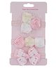 Neska Moda Set Of 3 Bow & Floral Applique Detailed Headbands - Baby Pink