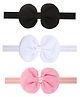Neska Moda Set Of 3 Bow Applique Detailed Headbands - Pink Black & White