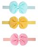 Neska Moda Set Of 3 Bow Applique Detailed Headbands - Pink Yellow & Blue
