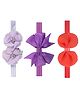 Neska Moda Set Of 3 Floral & Bow Applique Detailed Headbands - Red & Purple