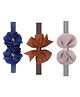 Neska Moda Set Of 3 Bow & Floral Applique Detailed Headbands - Lilac Brown & Blue