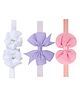 Neska Moda Set Of 3 Floral & Bow Applique Detailed Headbands - Pink Blue & White