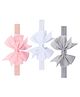 Neska Moda Set Of 3 Bow Applique Detailed Headbands -White Green & Pink