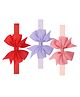 Neska Moda Set Of 3 Bow Applique Detailed Headbands - Pink Blue & Red
