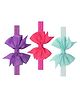 Neska Moda Set Of 3 Bow Applique Detailed Headbands - Blue Purple & Pink