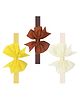 Neska Moda Set Of 3 Bow Applique Detailed Headbands - Brown White & Yellow