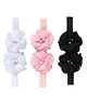 Neska Moda Set Of 3 Floral Applique Detailed Headbands -  White Blue & Pink