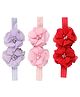 Neska Moda Set Of 3 Stone & Pearl Embellished Floral Applique Detailed Headbands - Red Purple & Pink