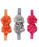 Neska Moda Set Of 3 Stone & Pearl Embellished Floral Applique Detailed Headbands - Orange Pink & Grey