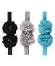 Neska Moda Set Of 3 Stone & Pearl Embellished Floral Applique Detailed Headbands - Blue Black & Grey