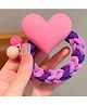 Neska Moda Beaded & Heart Applique Detailed Rubber Band - Purple