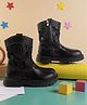 TRUFFLE COLLECTION Abstract Cut Out Design Zipper Closure Boots - Black