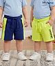 Honeyhap Premium 100% Cotton Knit Shorts With Bio Finish & Text Print Pack of 2 - Limoges & Wild Lime