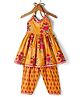 Saka Designs Cotton Woven Sleeveless Kurti Salwar Set with Floral Print - Peach