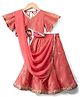 Saka Designs Organaza Woven Half Flutter Sleeves Floral Sequinned Choli & Lehenga Set With Dupatta -Peach