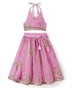 Saka Designs Organza Woven Sleeveless Floral Embroidered Choli & Lehenga  - Lilac