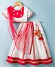 Saka Designs Cotton Woven Half Sleeves Lehenga Choli Set with Floral Applique & Dupatta - White