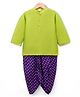 Saka Designs Cotton Woven Full Sleeves Printed Kurta & Dhoti Set - Light Green & Purple