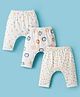 Pink Rabbit Single Jersey Knit Full Length Diaper Leggings With Animal & Shapes Print Pack of 3 - White