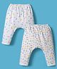 Pink Rabbit Single Jersey Knit Full Length Diaper Leggings with Animal Print Pack of 2 - White