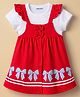 Babyoye Cotton Knit Frock with Inner Tee All Over Print Half Sleeves Red/White 3-6 Months