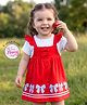 Babyoye Cotton Knit Frock with Inner Tee All Over Print Half Sleeves Red/White 9-12 Months