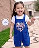 Babyoye 100% Cotton Eco Conscious Dungaree & Half Sleeves T-Shirt With Eco Jiva Finish & Text Print - Navy Blue & White