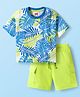 Babyhug Single Jersey Knit Half Sleeves T-Shirt & Shorts Set with Leaf Print - Light Green