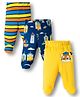 Babyhug Cotton Knit Full Length Bootie Leggings With Nautical Theme Print Pack Of 3 - Yellow & Navy Blue