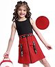 Hola Bonita Knit Sleeveless Solid Dress With Belt - Red & Black